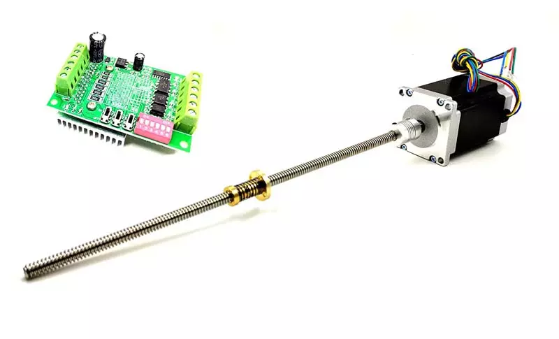 Invento TB6560 Driver + Nema 23 25 Kg-cm Stepper Motor + Flexible coupling + 500mm (0.5 Mtr.tr) 8mm T8 TR8 2mm Pitch Lead Screw + Antibacklash Nut ISC 1177-E5
