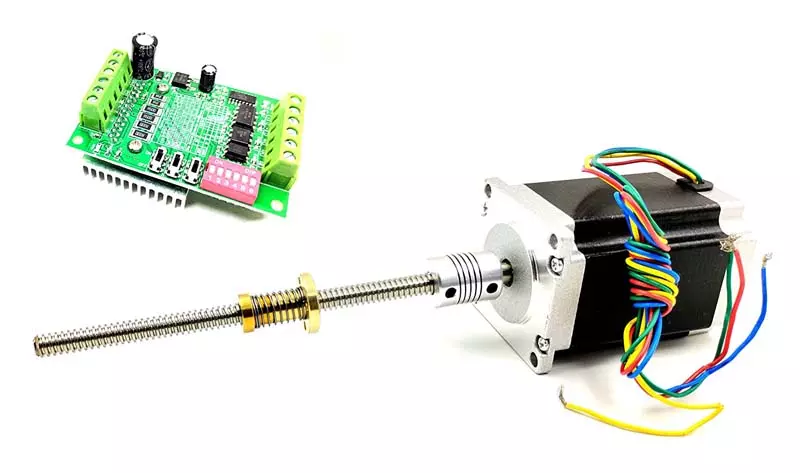 Invento TB6560 Driver + Nema 23 25 Kg-cm Stepper Motor + Flexible coupling + 100mm (0.1 Mtr.tr) 8mm T8 TR8 2mm Pitch Lead Screw + Antibacklash Nut ISC 1177-E