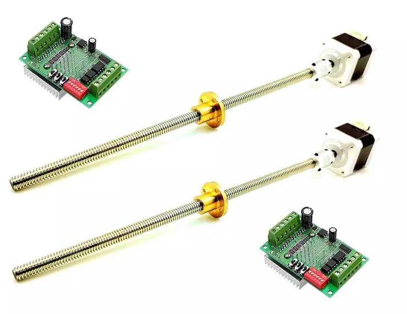 Invento TB6560 Stepper Driver + Nema 17 4.2 Kg-cm Stepper Motor + Flexible coupling + 400mm (0.4 mtr) T10 TR10 2mm Pitch Lead Screw + Brass Nut ISC 1967-4H