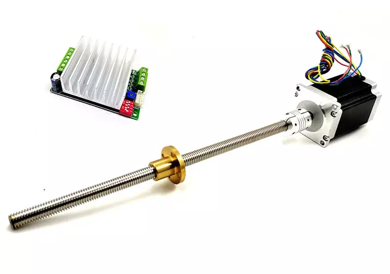 Invento TB6600 Driver + Nema 23 25 Kg-cm Stepper Motor + Flexible coupling + 500mm (0.5 Mtr.tr) 12mm T12 TR12 2mm Pitch Lead Screw + Brass Nut ISC 1179-B5
