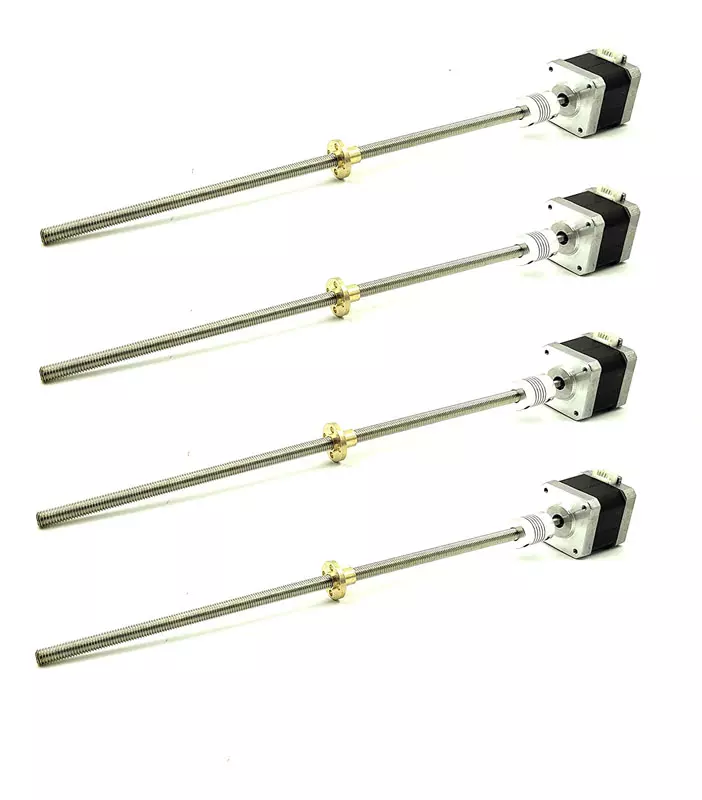 Invento Nema 17 4.2 Kg-cm Stepper Motor + Flexible coupling + 150mm (0.15 mtr) M6 6mm 1mm Pitch Threaded Rod + Brass Nut For DIY ISC 1955-1B