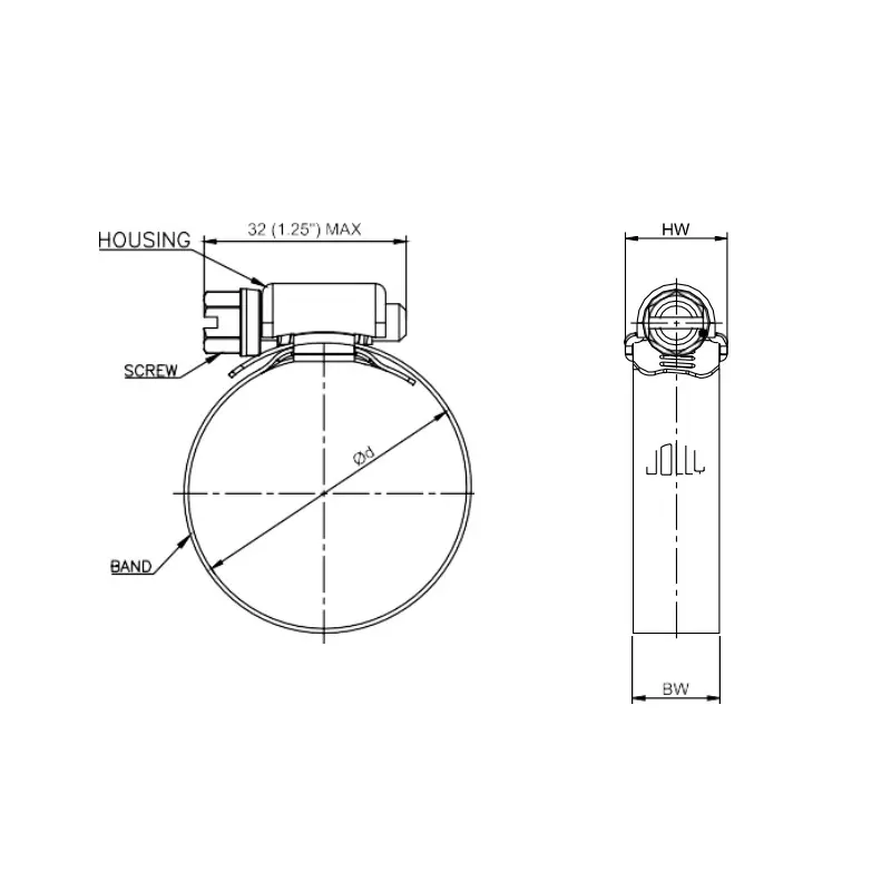 Jolly 110x130 mm Carbon Steel Worm Drive Hose Clip