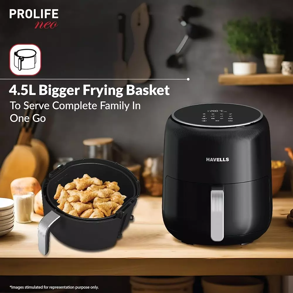 Havells Prolife Neo 1500 W Air Fryer 4.5 L Black, GHCAFEPK150