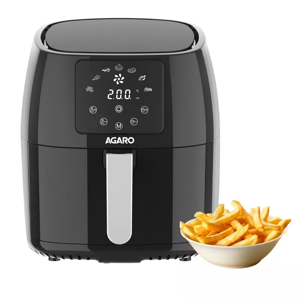 Agaro Sapphire Digital Air Fryer Digital Display 1400 W with 4.5 L Non-Stick Coated Frying Basket, Black