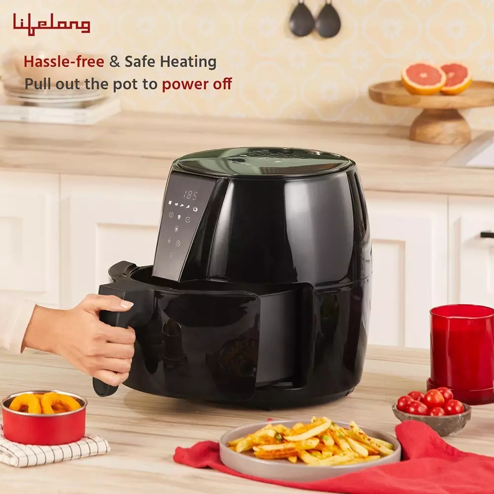 Lifelong Air Fryer Black 1350 W Power 4.2 L Capacity Plastic Touch Panel Control, LLHFD439