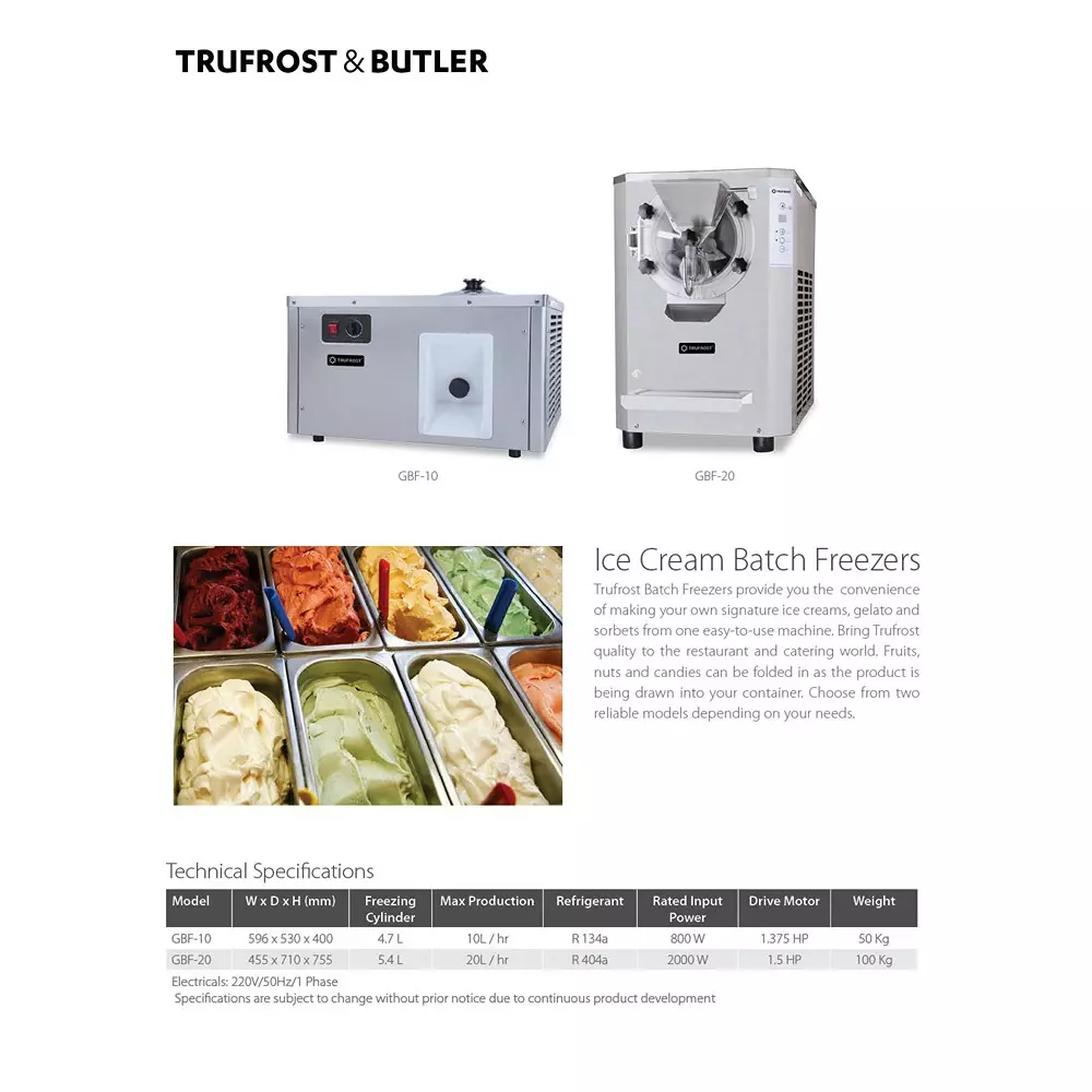 Trufrost 20L / hr Electric Gelato Batch Freezer Silver, GBF-20