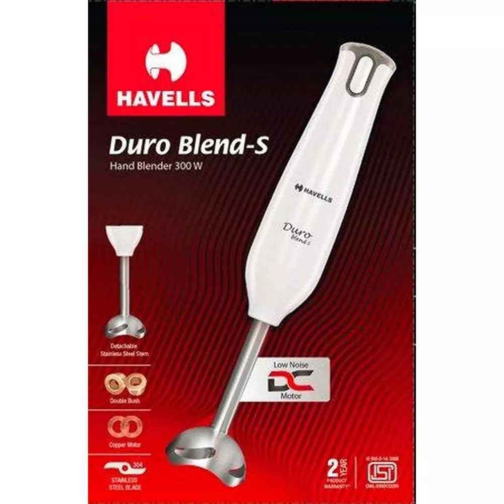 Havells Duro Blend -S 300 W White Hand Blender, GHFHBDSE030