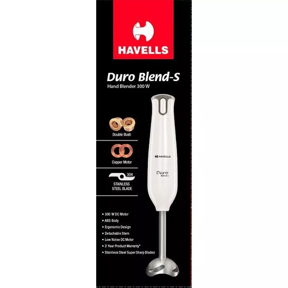 Havells Duro Blend -S 300 W White Hand Blender, GHFHBDSE030