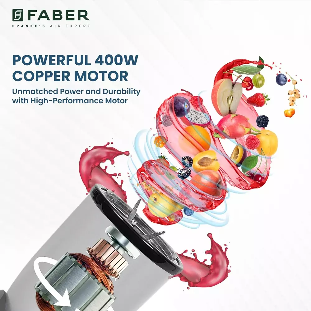 Faber FSB Sportz 3 In 1 Blender 400 W Power Copper Motor Carbon