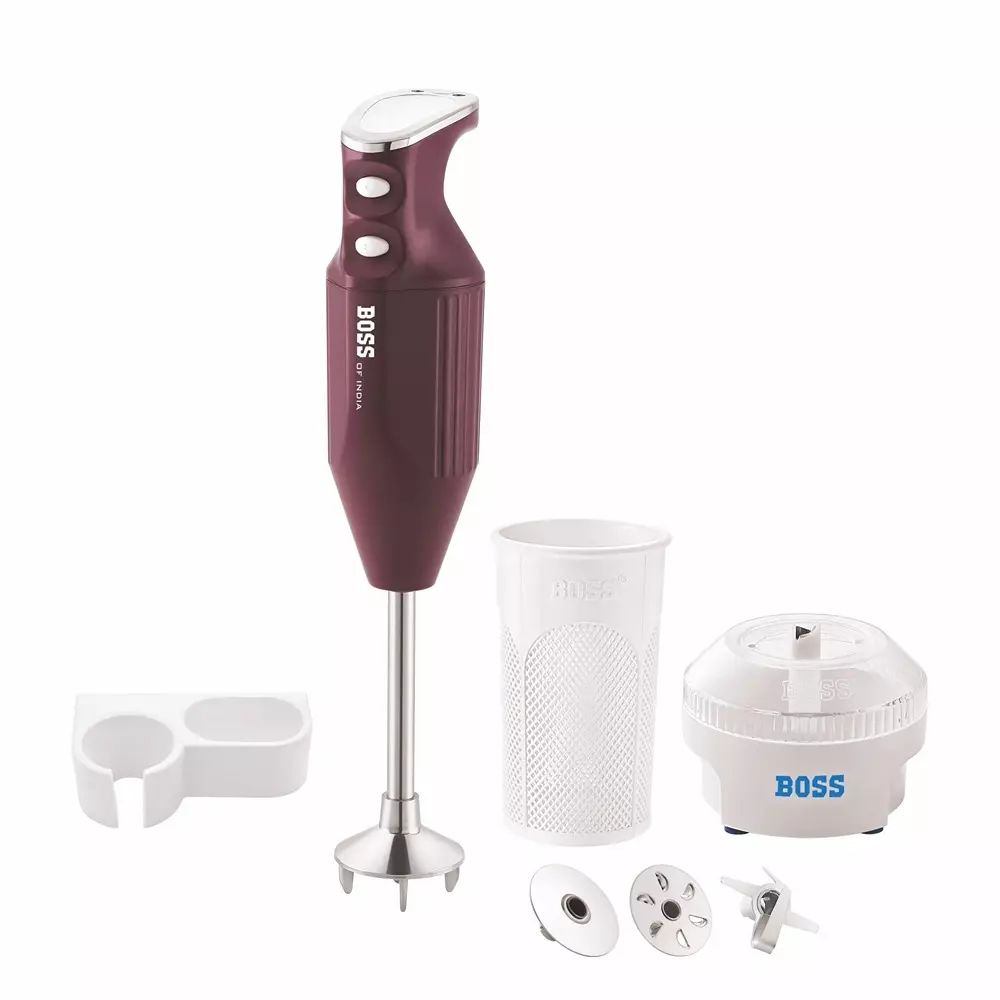 Boss 275 W Big Boss Hand Blender Maroon Color with 2 Speed Setting and 230 V AC, 50 Hz Power Supply, B146