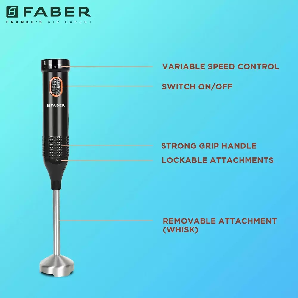 Faber Hand Blender 550 W Power Copper Wiring DC Motor Black