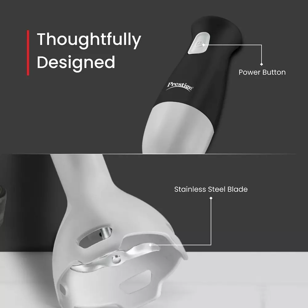 Prestige Ace Hand Blender 250 W Comfortable Grip Stainless Steel Black, Sliver, 41052