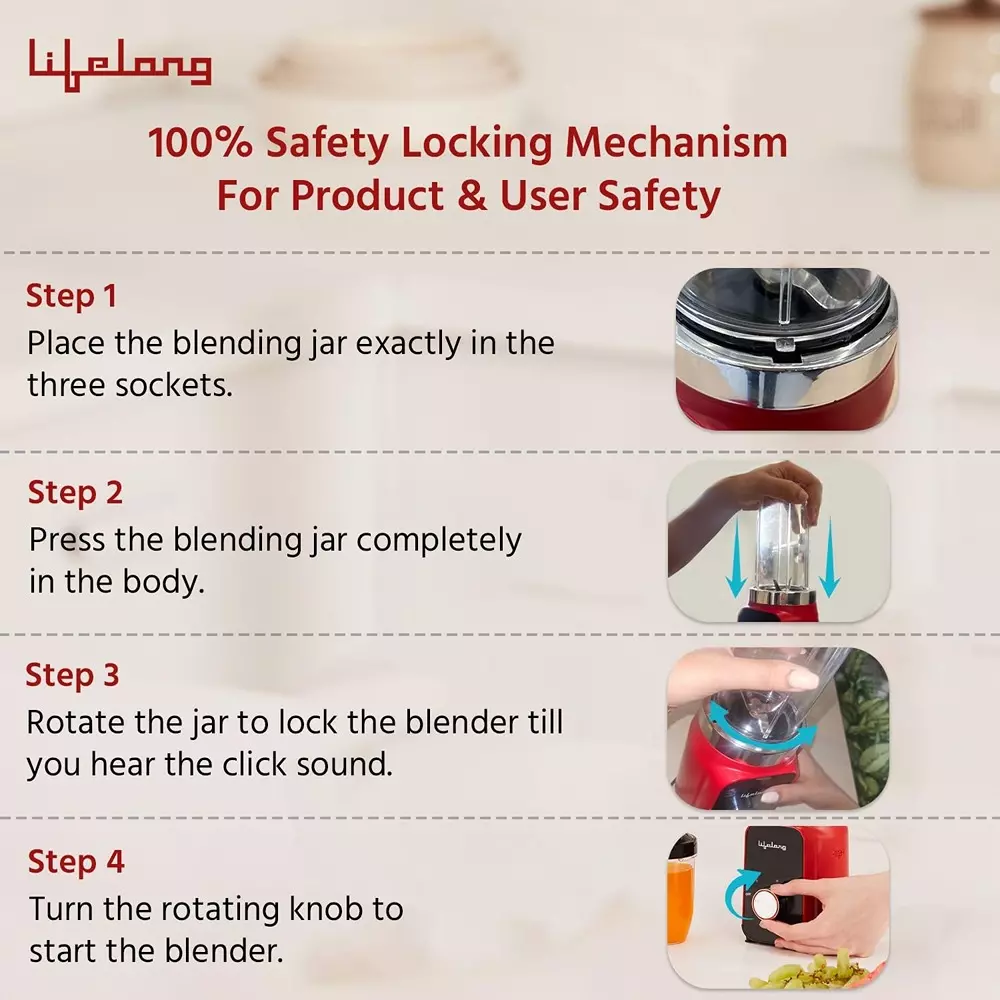 Lifelong Nutri Blender Kit Stainless Steel Green Corded Electric 500 W Power 700 ml Capacity ABS 220 V AC for Fruits & Vegetables, LLNBB004