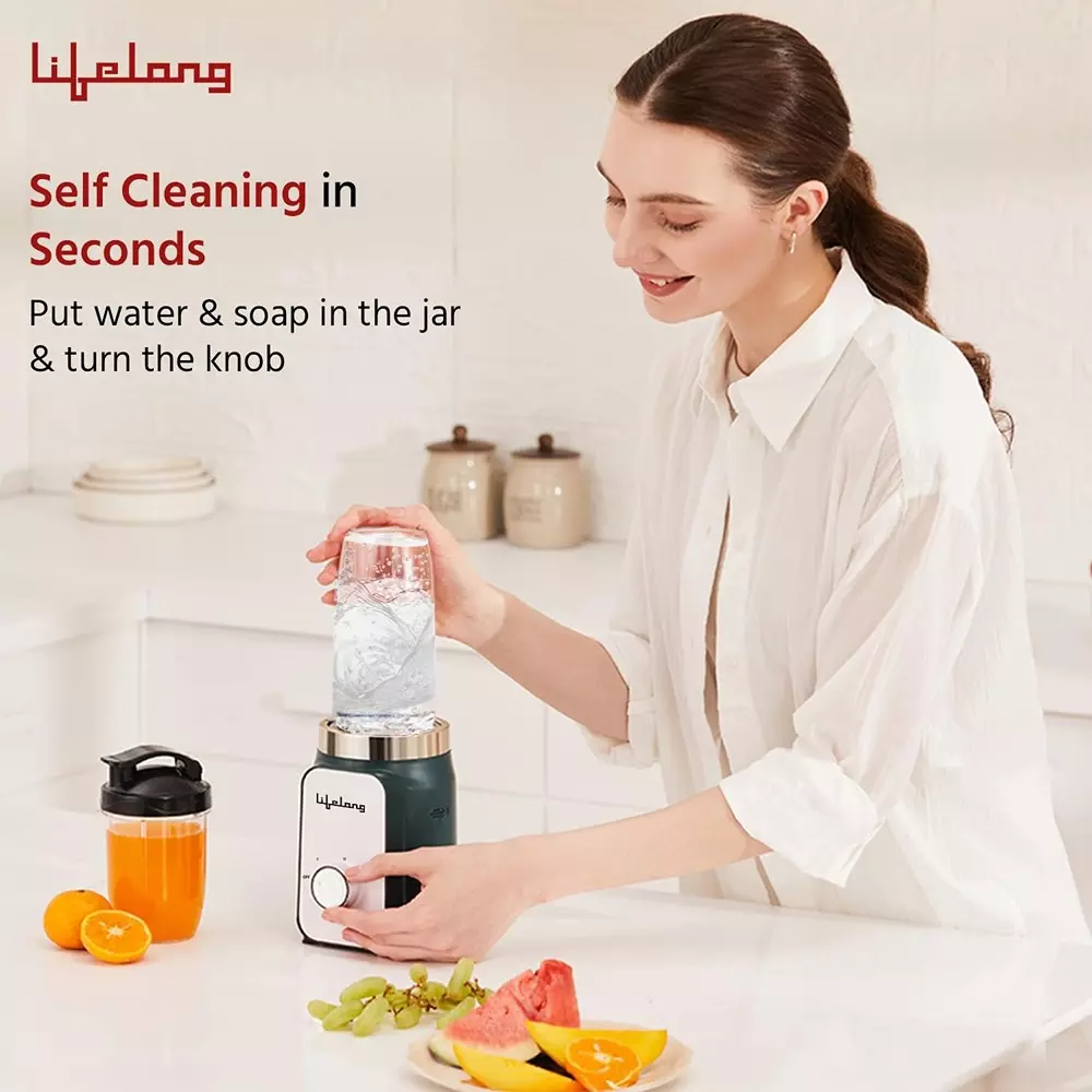 Lifelong Nutri Blender Kit Stainless Steel Green Corded Electric 500 W Power 700 ml Capacity ABS 220 V AC for Fruits & Vegetables, LLNBB004