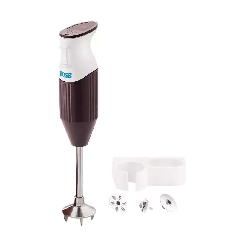 Boss 225 W Hand Blender White + Brown Color with 1 Speed Setting and 230 V AC, 50 Hz Power Supply, B132