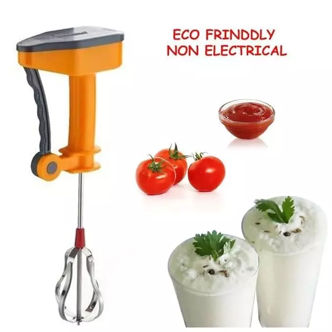 GENERIC Manual Hand Blender With Stainless Steel Blade 500 ml, Orange (Pack of 2)