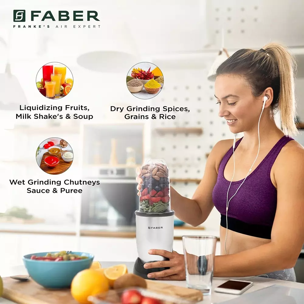 Faber FSB Sportz 2 In 1 Blender 400 W Power Copper Motor Nero