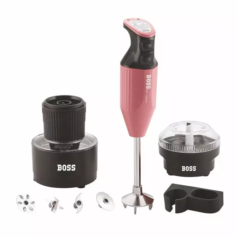 Boss 275 W Genius Hand Blender Pink Color with 2 Speed Setting and 230 V AC, 50 Hz Power Supply, B138
