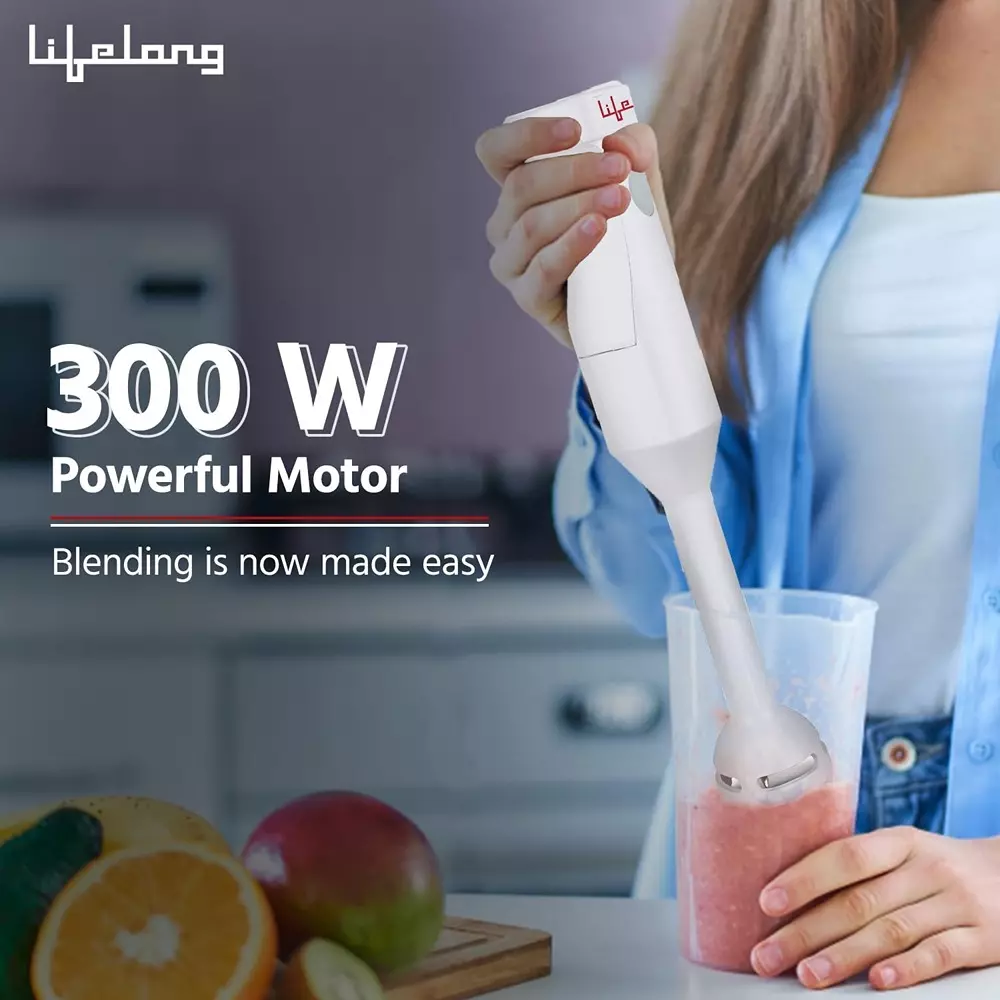 Lifelong Hand Blender White 300 W Power Stainless Steel 230 V Push Button Control, LLHB04