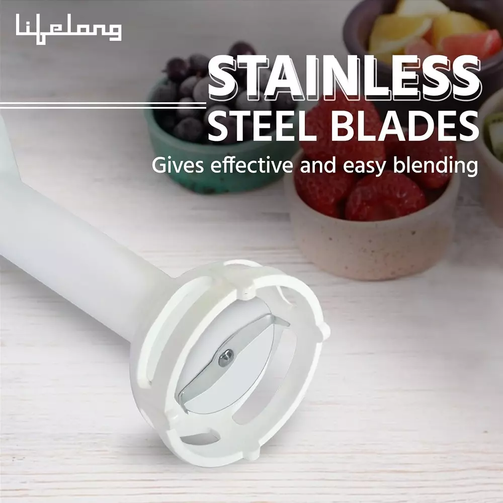 Lifelong Hand Blender White 300 W Power Stainless Steel 230 V Push Button Control, LLHB04