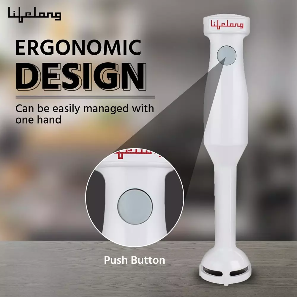 Lifelong Hand Blender White 300 W Power Stainless Steel 230 V Push Button Control, LLHB04