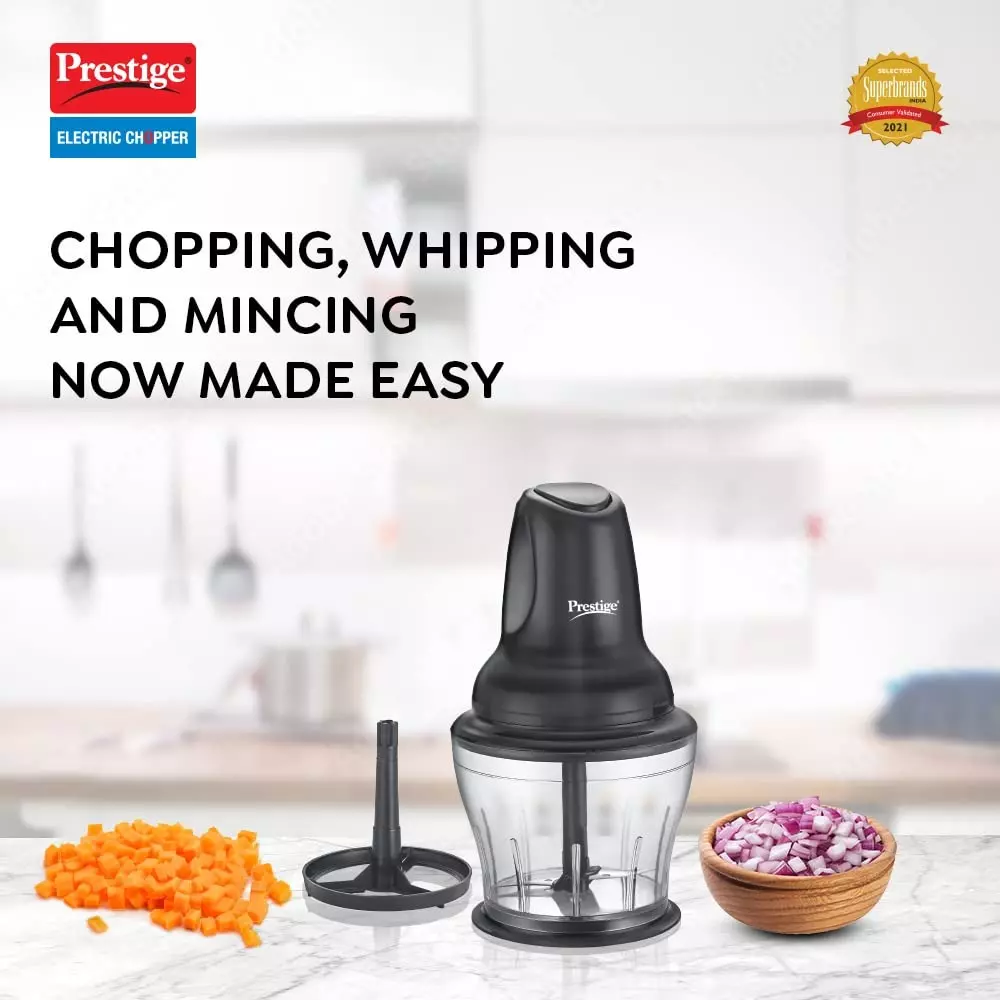 Prestige Pec 4.0 Electric Chopper With Jar 250 W Stainless Steel Blade Polycarbonate Jar Black, 41051