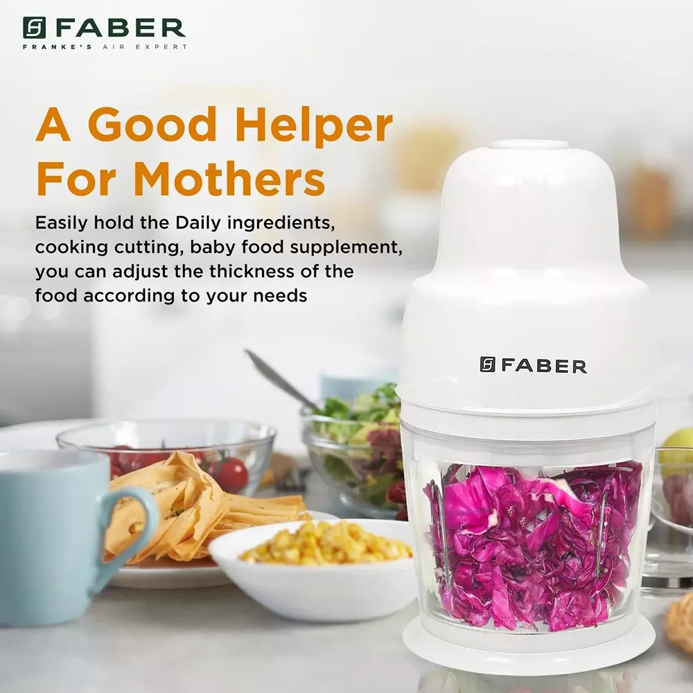 Faber Pro Chopper 500 ml High Strength Blades 250 W Power BPA Free Plastics White