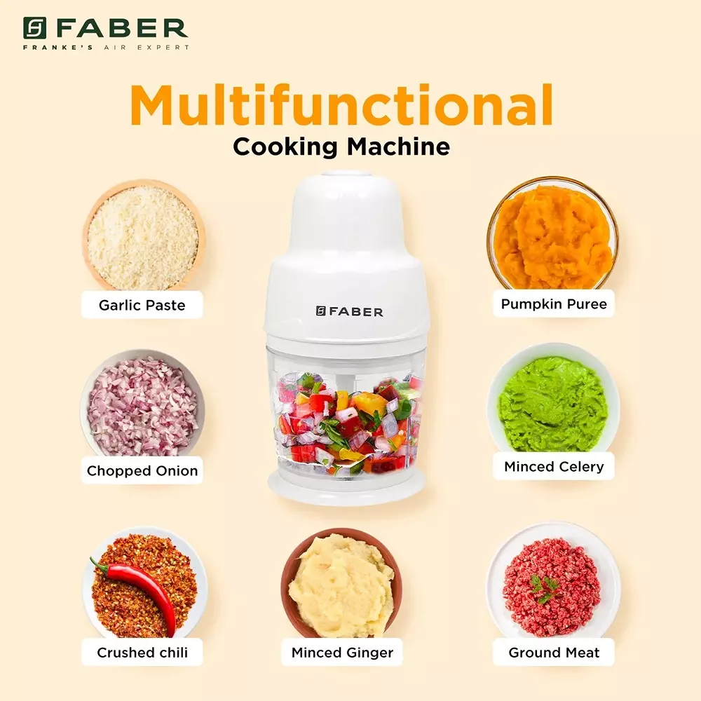 Faber Pro Chopper 500 ml High Strength Blades 250 W Power BPA Free Plastics White