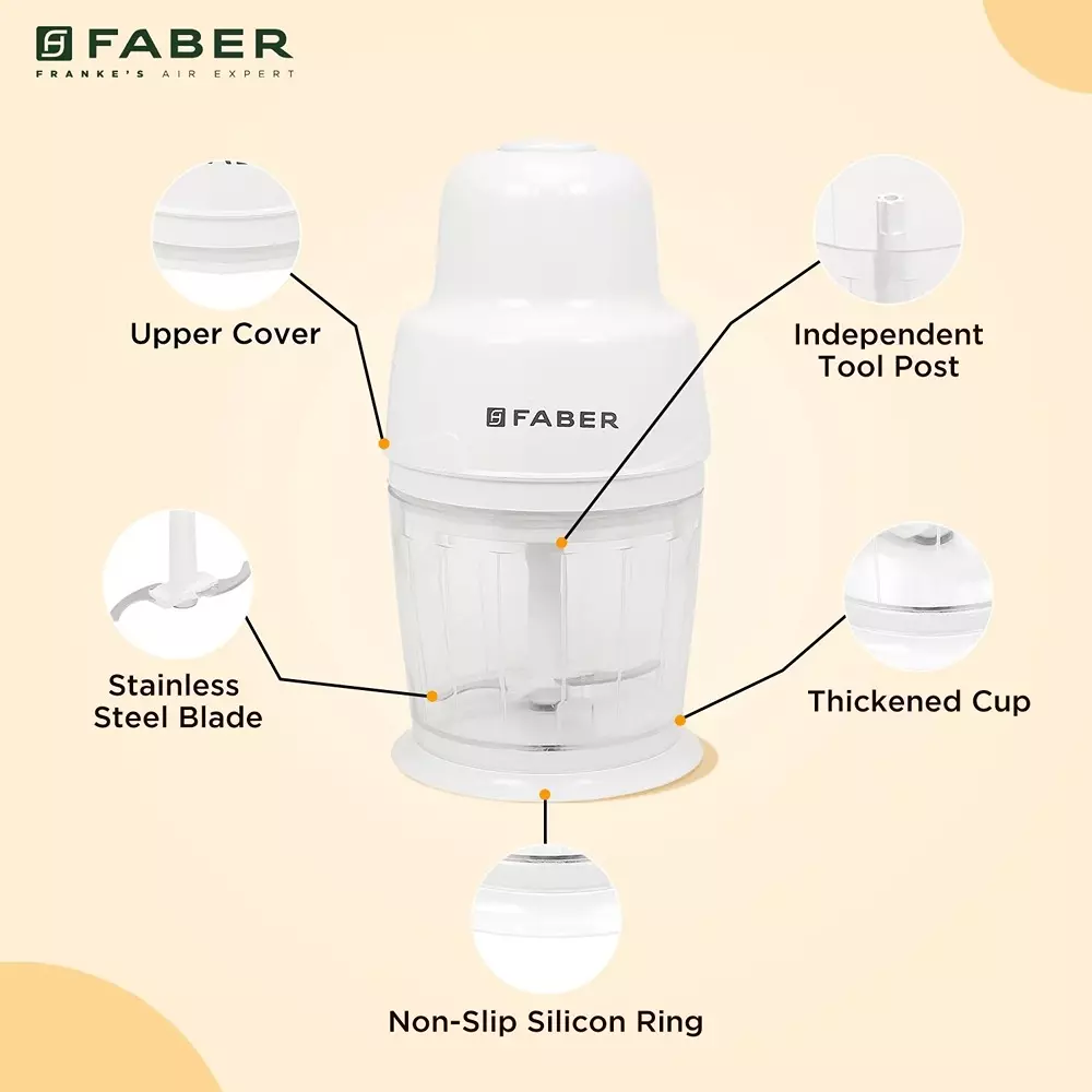 Faber Pro Chopper 500 ml High Strength Blades 250 W Power BPA Free Plastics White