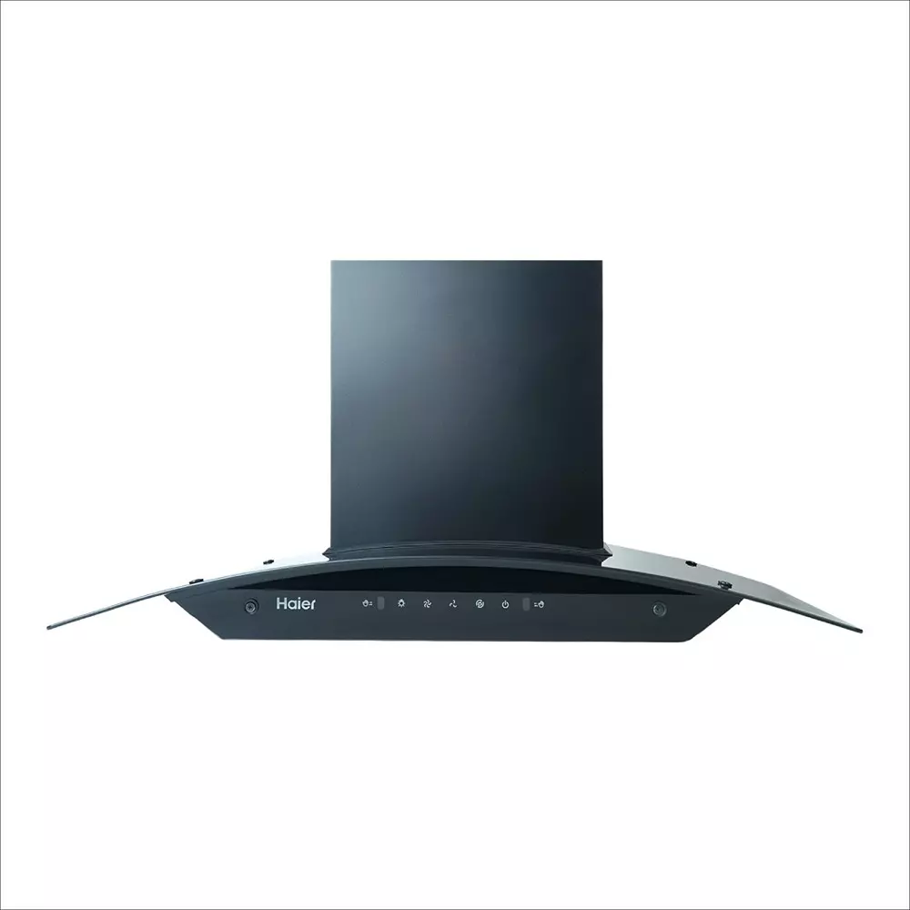Haier 90 cm Chimney Glass-Shaped - Hood Black & White Display Black AC Motor 1500 m³/h Suction, HIH-G1900-IN