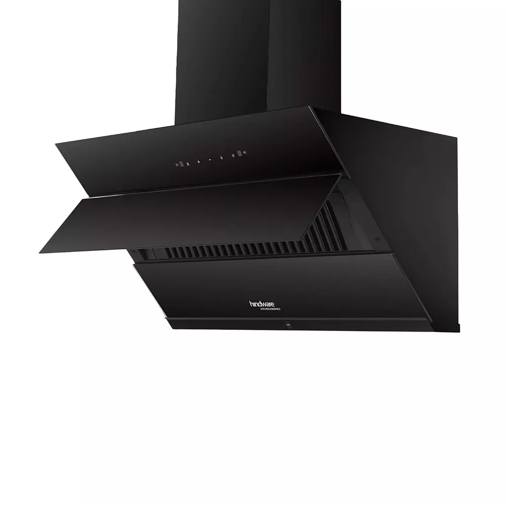 Hindware Smart Appliances 90 cm Wall Mount Chimney 1350 Cubic Meters Per Hour Suction Power Black, Greta Neo