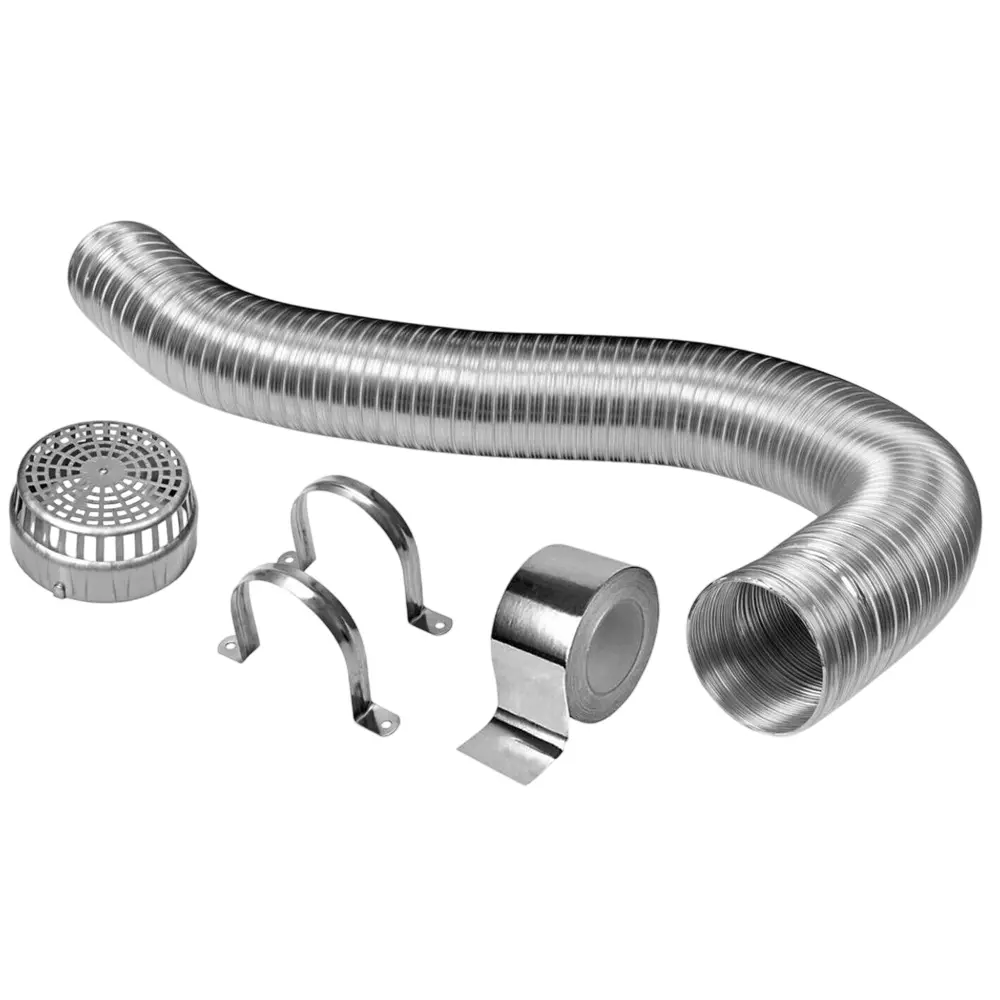 Ardnib Kitchen Chimney Hose Pipe Kit Silver 5 Inch (12.7 cm) Diameter for Chimney, ARD-5 INCH 10FT KIT