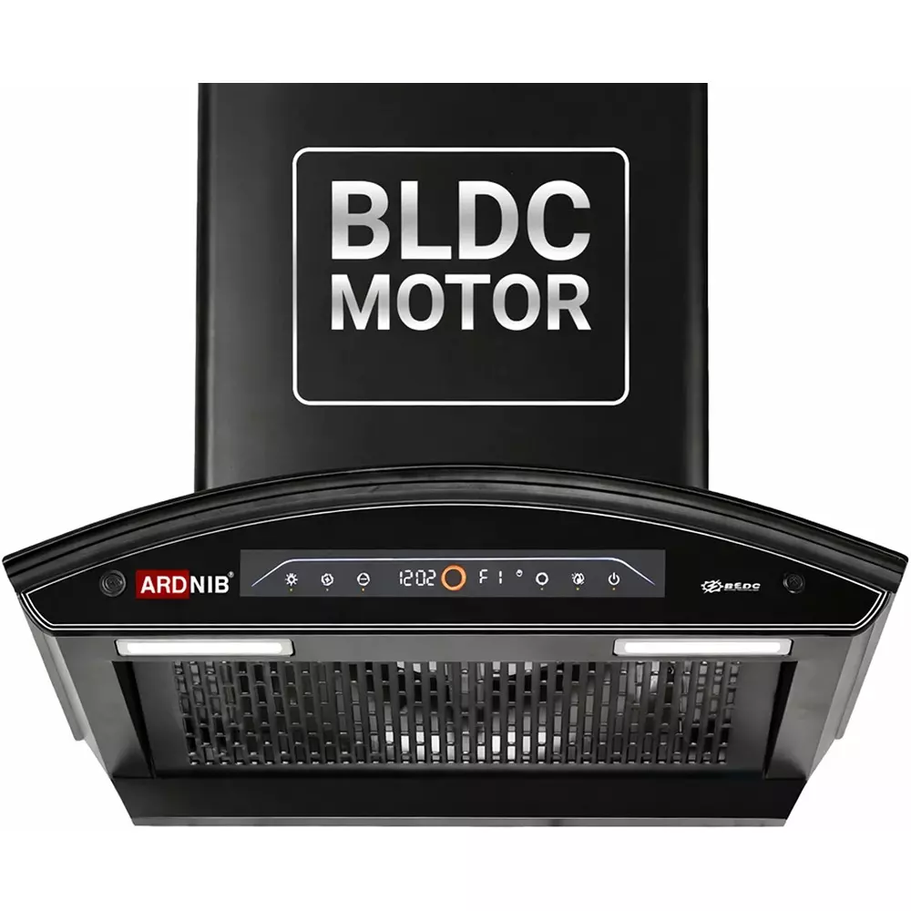 Ardnib Kitchen Chimney Push Button Filterless BLDC 9 Speed 60x42x49 cm 130 W Single Phase Matte Black for Kitchen, ARD_B560_BLDC