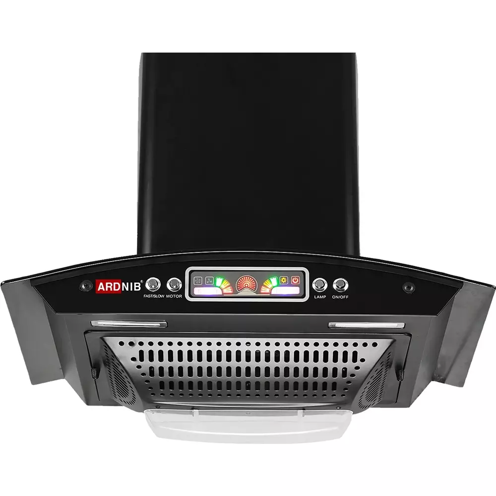 Ardnib Kitchen Chimney Push Button Boat Shape Filter 2 Speed 60x42x40 cm 220-230 V Single Phase Matte Black for Kitchen, ARD_OC BOAT 60