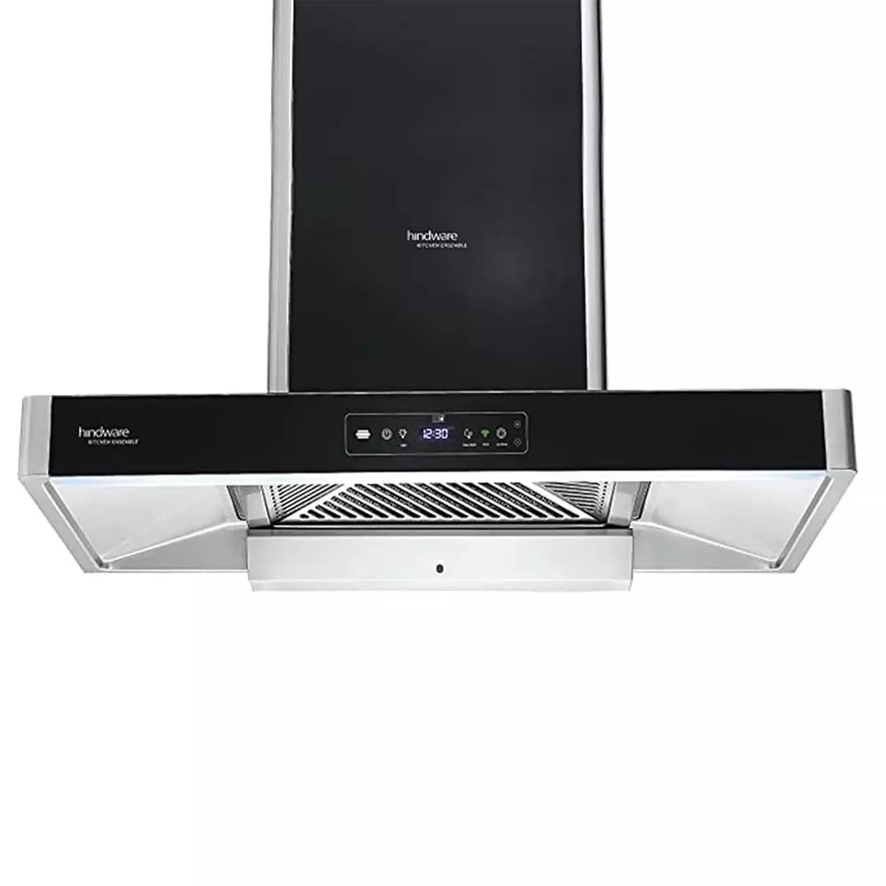 Hindware Smart Appliances 60 cm Wall Mount Chimney 1400 Cubic Meters Per Hour Suction Power Black, Optimus iPro