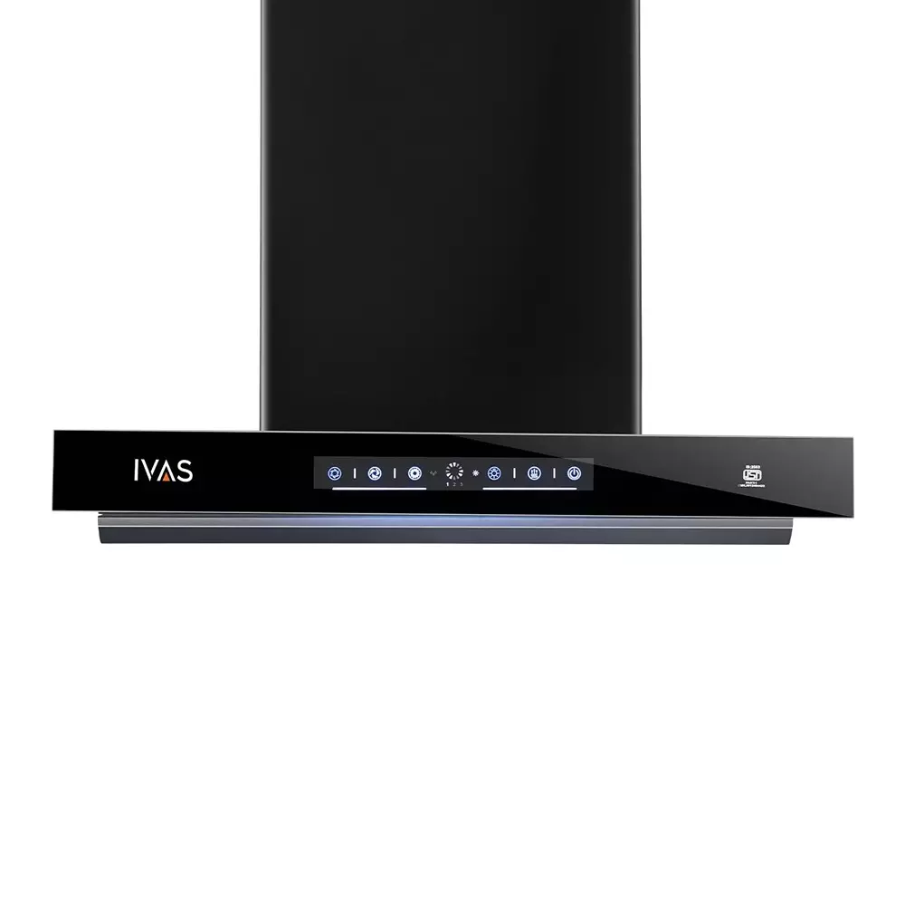IVAS Zyara Chimney Corded Electric Black 90 cm Depth 1900 m³/hrs Suction Capacity for Kitchen Use