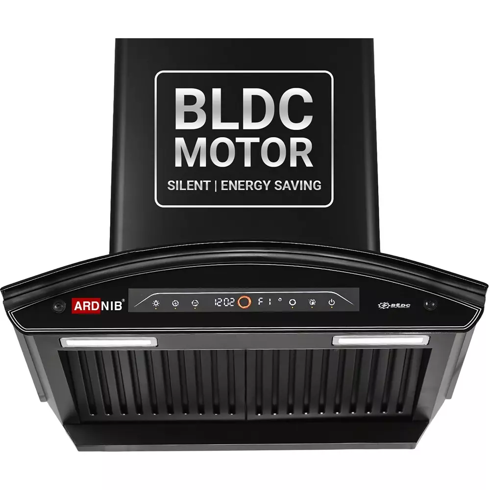 Ardnib Kitchen Chimney Push Button Baffle Filter BLDC 9 Speed 60x42x49 cm 230 V Single Phase Matte Black for Kitchen, ARD_B360_BLDC