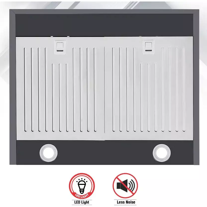 Inalsa Smash Chimney Hood Stainless Steel with Powder Coating 230 V Pyramid Shape Wall Mounted Black Color