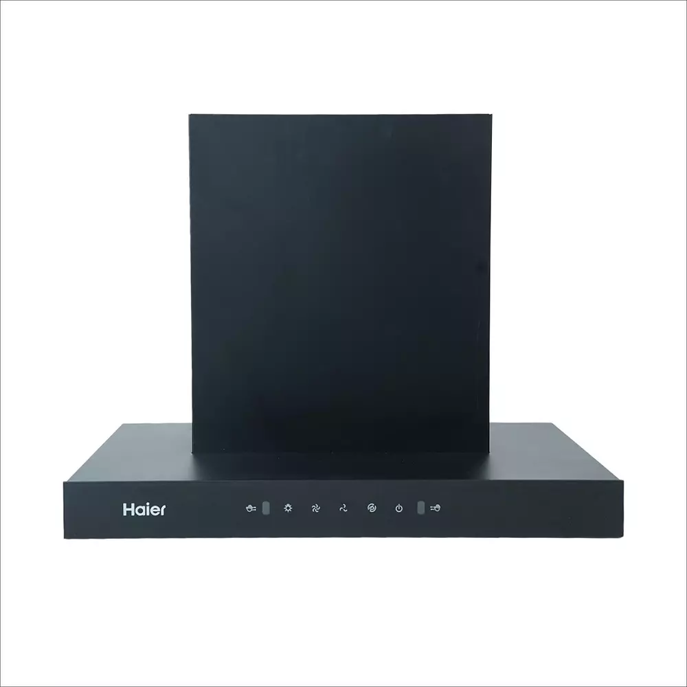 Haier 60 cm Chimney T-Shaped-Hood BW Display, Blue Graphics Black AC Motor 1500 m³/h Suction, HIH-T1600-IN