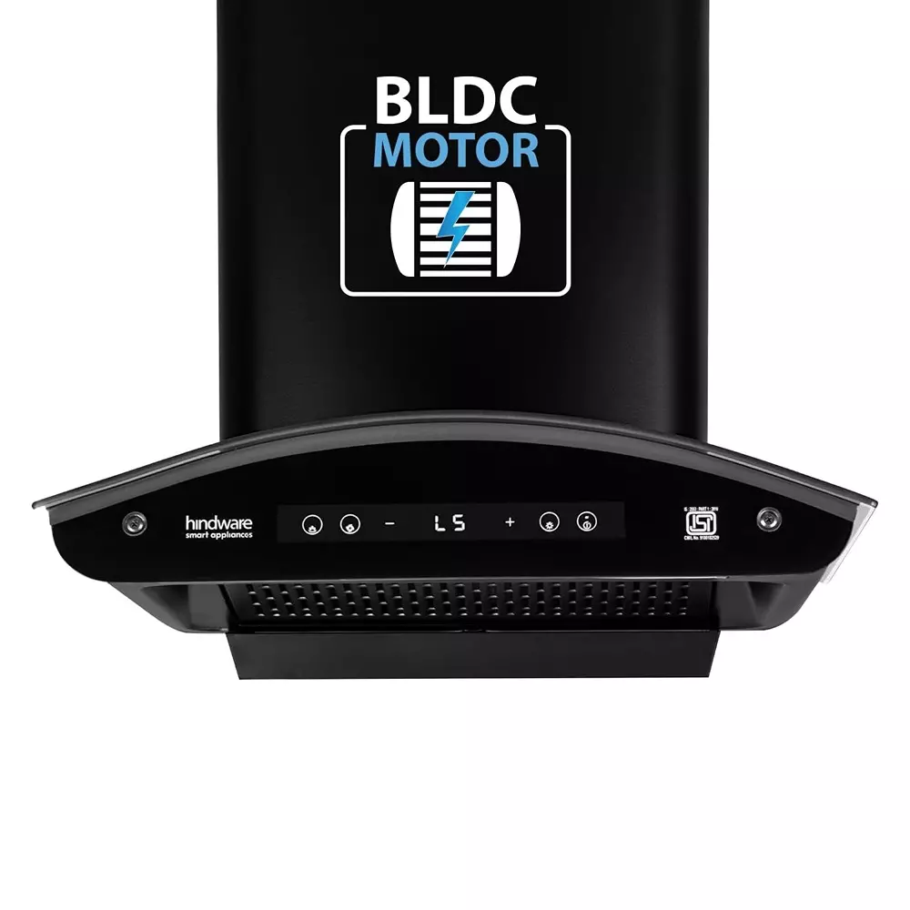 Hindware Alexio Plus Chimney 60 cm Size 1450 m³/hr Suction Capacity Black, 527188