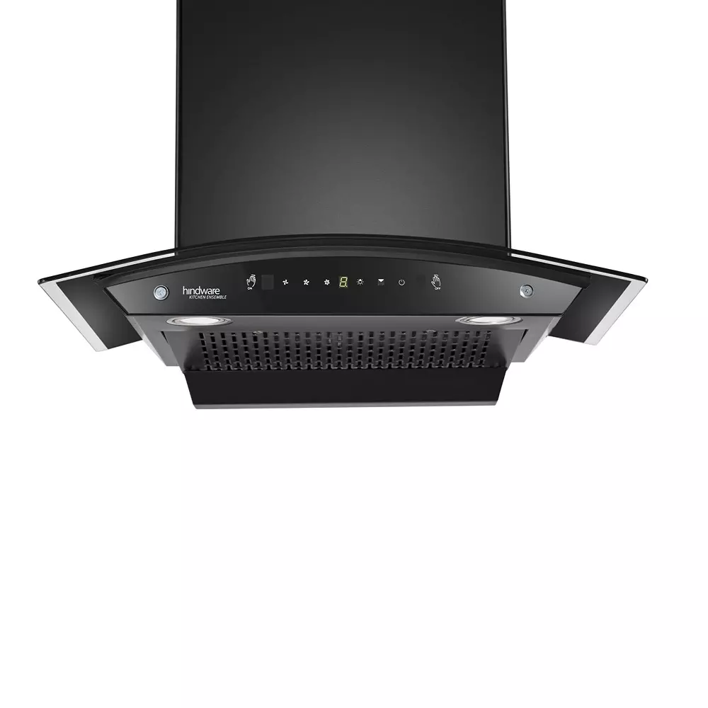 Hindware Amyra Chimney 60 cm Size 1200 m³/hr Suction Capacity Black, Amyra60BLK