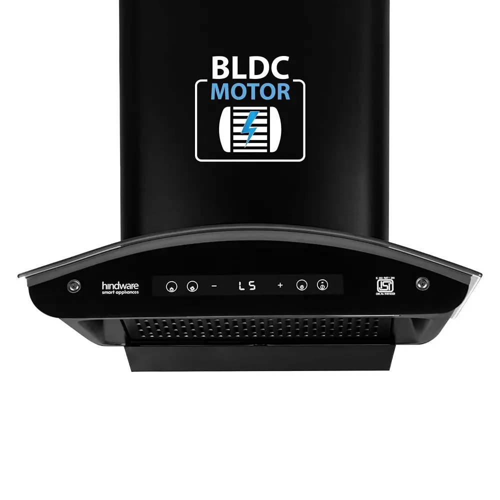 Hindware Alexio Plus Chimney 75 cm Size 1450 m³/hr Suction Capacity Black, 527186