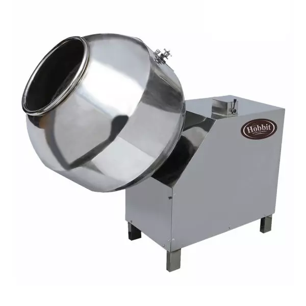 Hobbit Kitchen Equipment Tilting Coating Pan and Flavoring Machine 24 x 24 Inch Stainless Steel Material