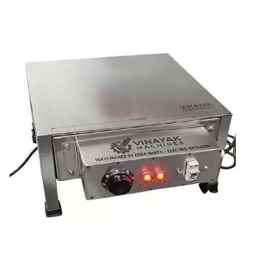 Vinayak Machines Table Top Tawa Dosa Bhatti 381x381 mm 2000 W Power Stainless Steel 8 mm (Tawa) Thickness Electric