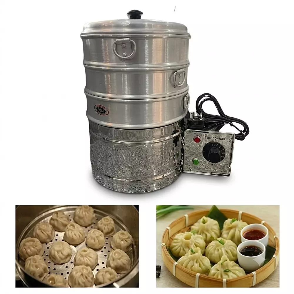 vinayak-machines-electric-3-pot-momo-steamer-1500-w-power-5-l-water-capacity-220-v