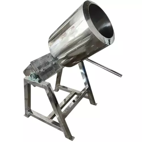 Vinayak Machines Tilting Coating Pan Machine with 0.75 HP Motor 10 Kg Stainless Steel for Adding Flavours or Masala in Namkeens