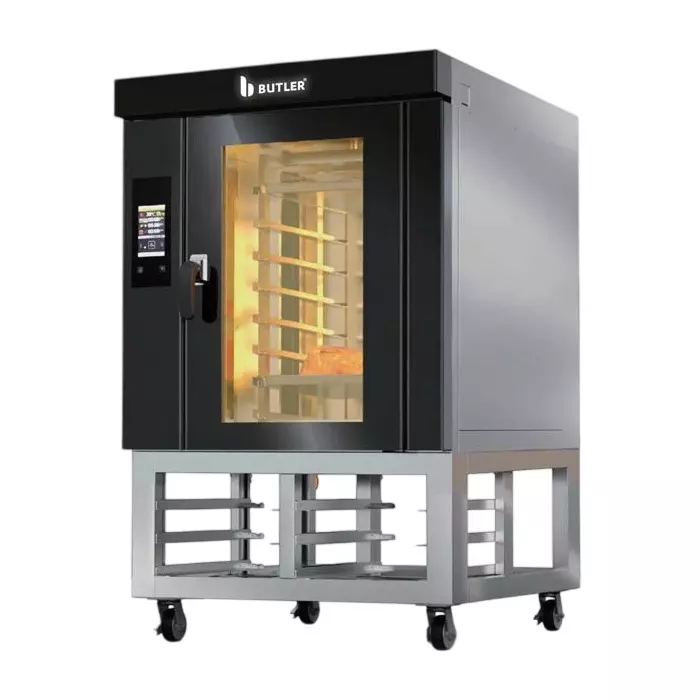 Butler 8 Trays Rotary Rack Oven with 18.4 kW Power Consumption for Baking Large Quantities of Cakes, Breads, RO 08E Premia