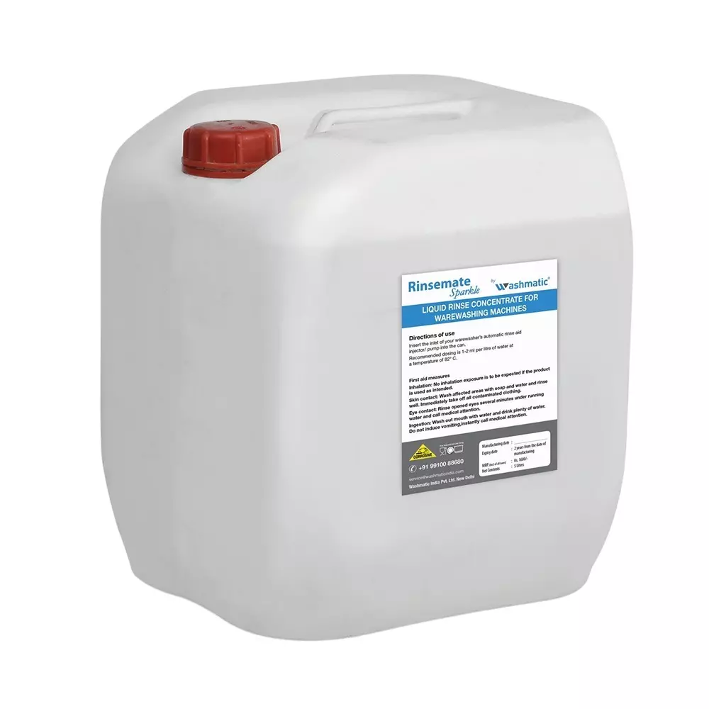 Washmatic Rinsemate Sparkle Liquid Rinse Aid Concentrate 25 L Capacity for Dish Washing Machines, WA51B