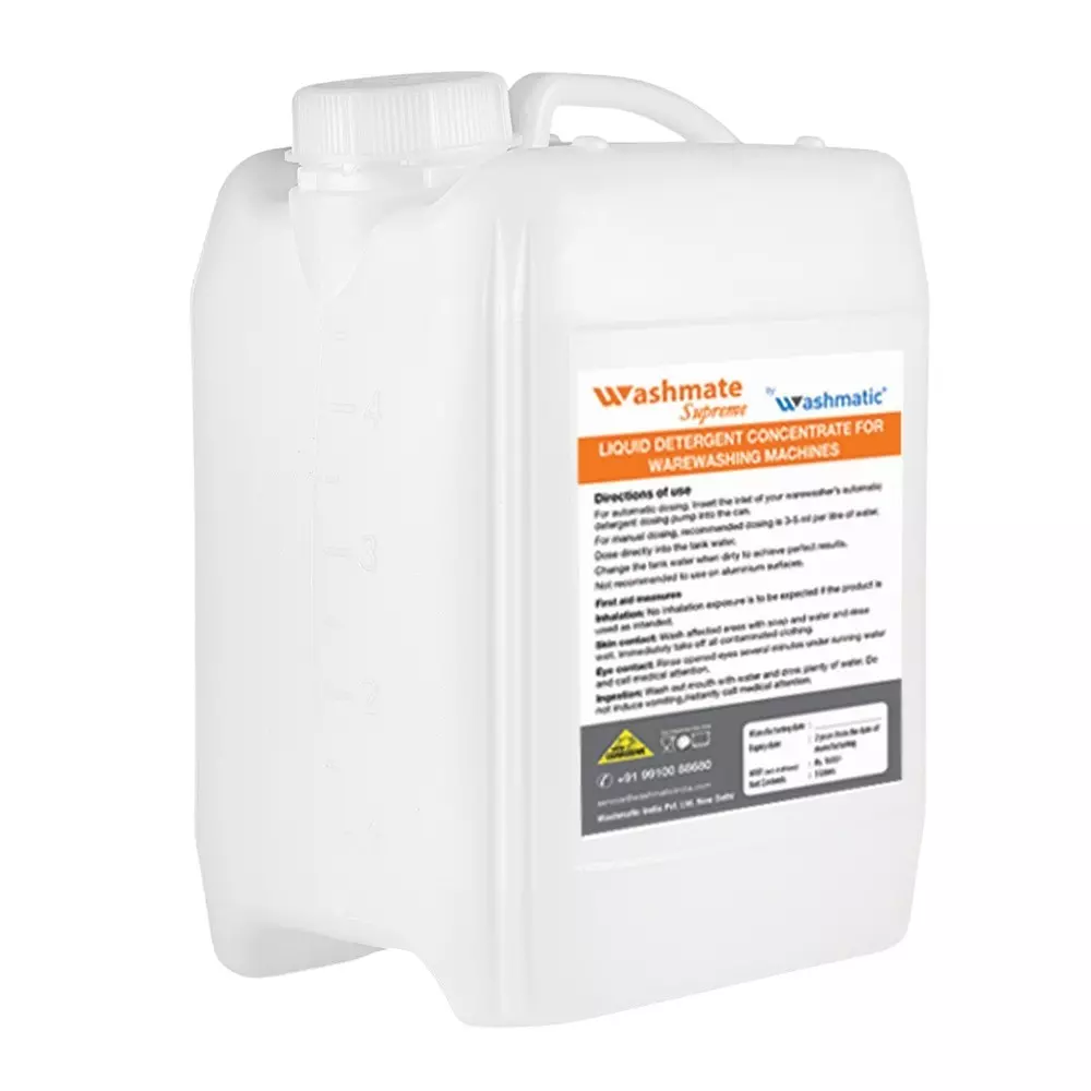 Washmatic Supreme Liquid Detergent Concentrate Non Foaming Type with Corrosion Inhibitors Capacity 5 L, WA505 (Set of 4)