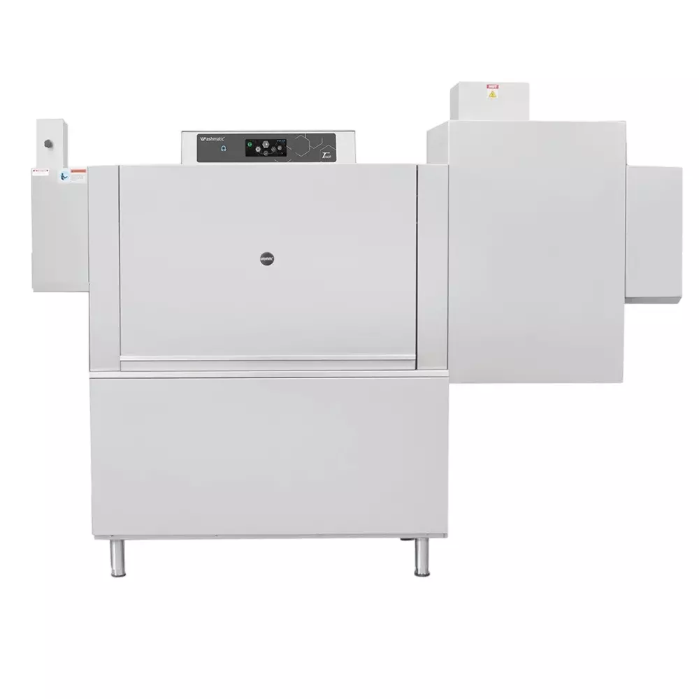 Washmatic Rack Conveyor Type Dish Washer 90/120/150 Racks/Hour Capacity with Corner Dryer, 3 Racks, Detergent and Rinse Pump, WM902